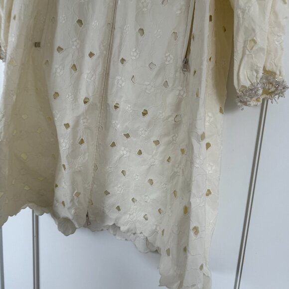 Moncler Genius Moncler Zaleia Layered Coat Embroidered Floral Drawstring Hood - Picture 9 of 12